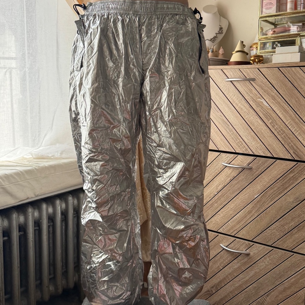 Silver Parachute Pants